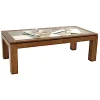 Table basse vitrée hévéa 120X60cm HELENA