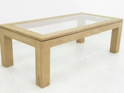 Table basse vitrée hévéa 120X60cm HELENA