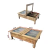 Table basse vitrée plateau ouvrant hévéa 125x80x40cm MAORI