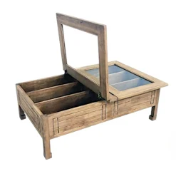 Table basse vitrée plateau ouvrant hévéa 125x80x40cm MAORI
