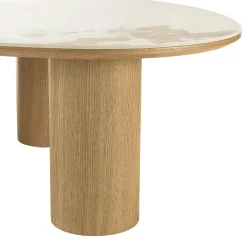 Table basse 110x80cm plateau céramique pieds bois clair LINEA