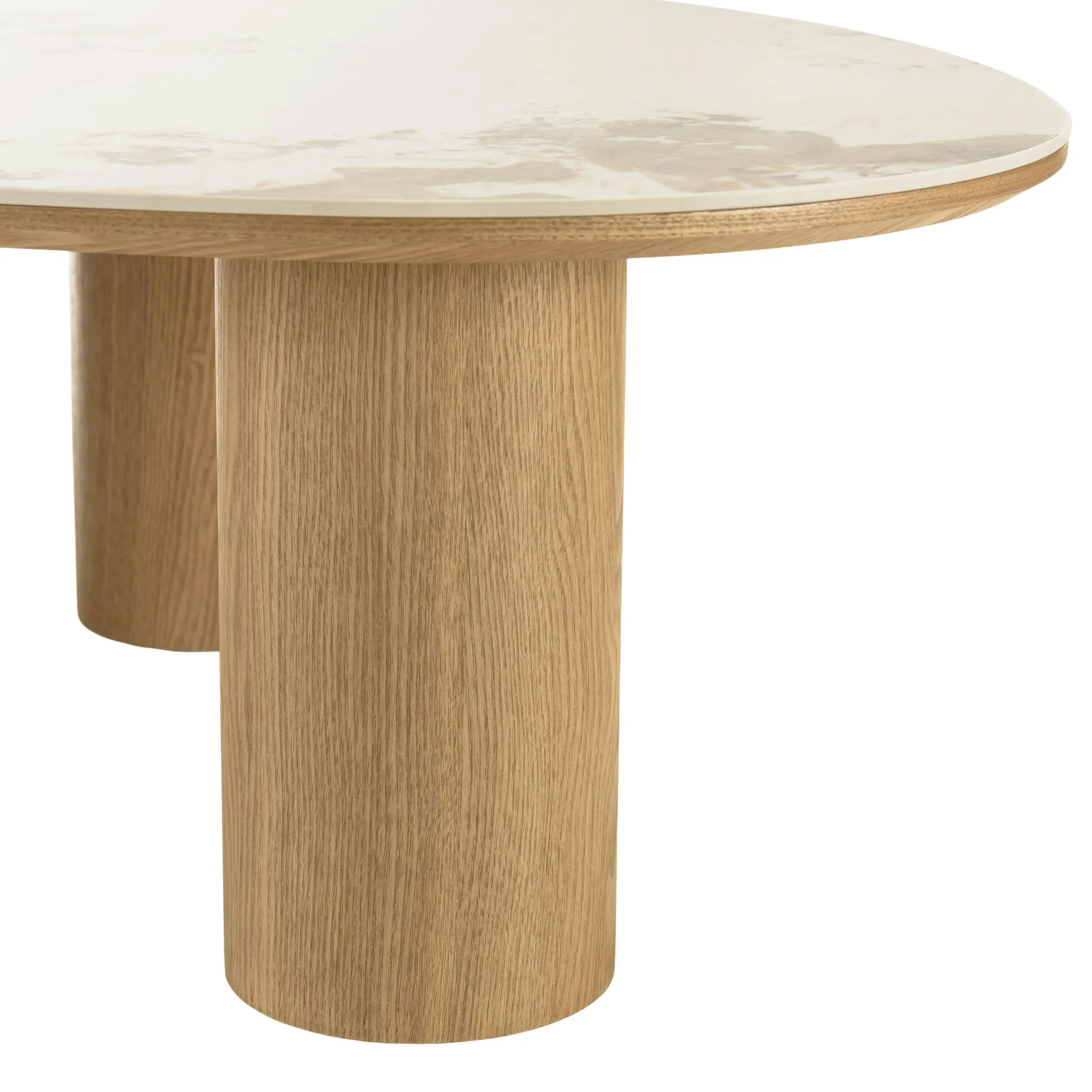 Table basse 110x80cm plateau céramique pieds bois clair LINEA