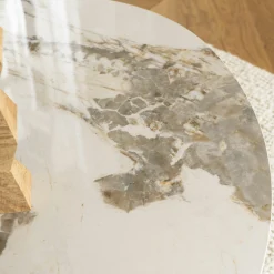 Table basse 110x80cm plateau céramique pieds bois clair LINEA