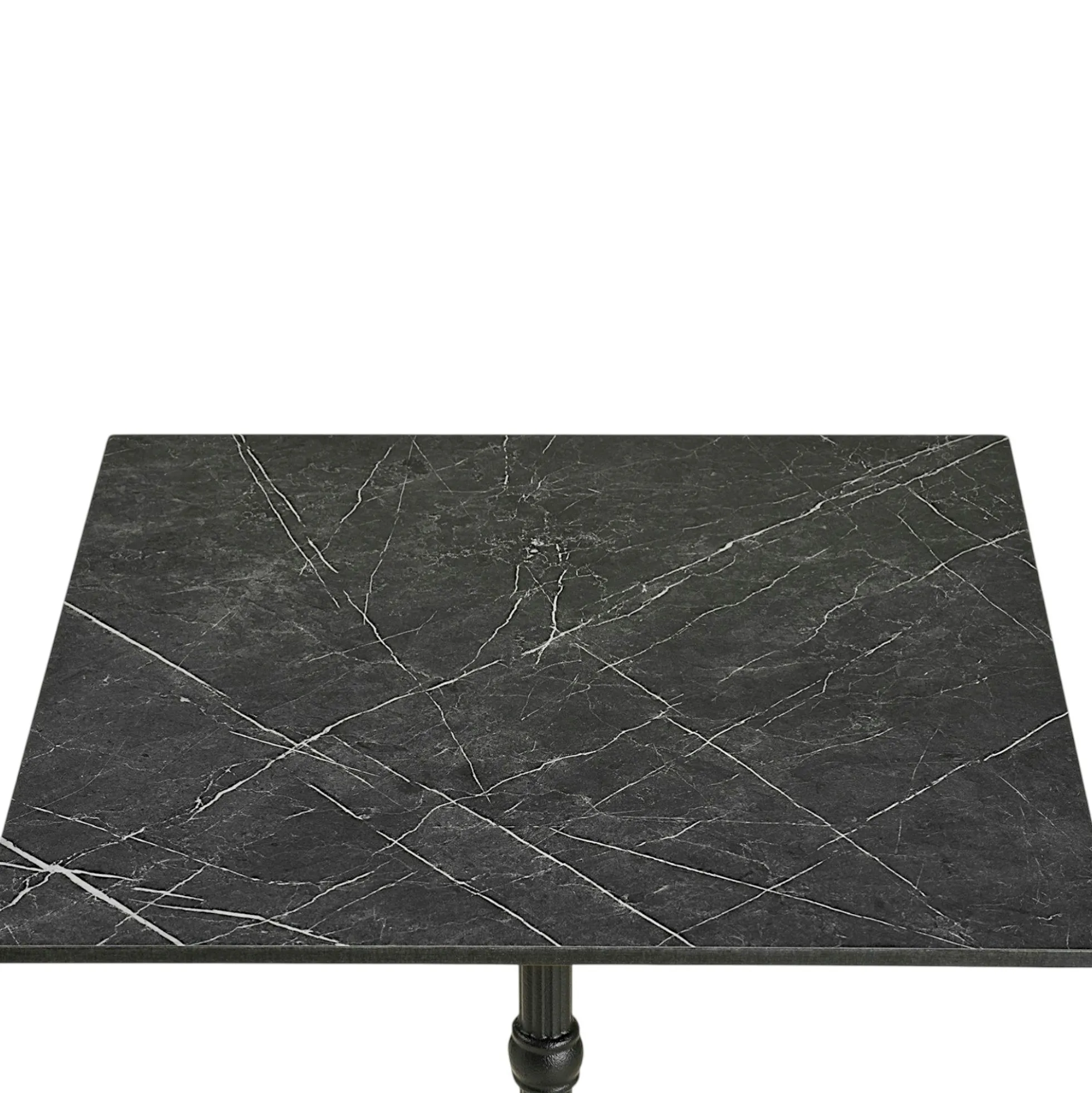 Table bistrot carrée effet marbre gris pied fonte 60 cm TORANO
