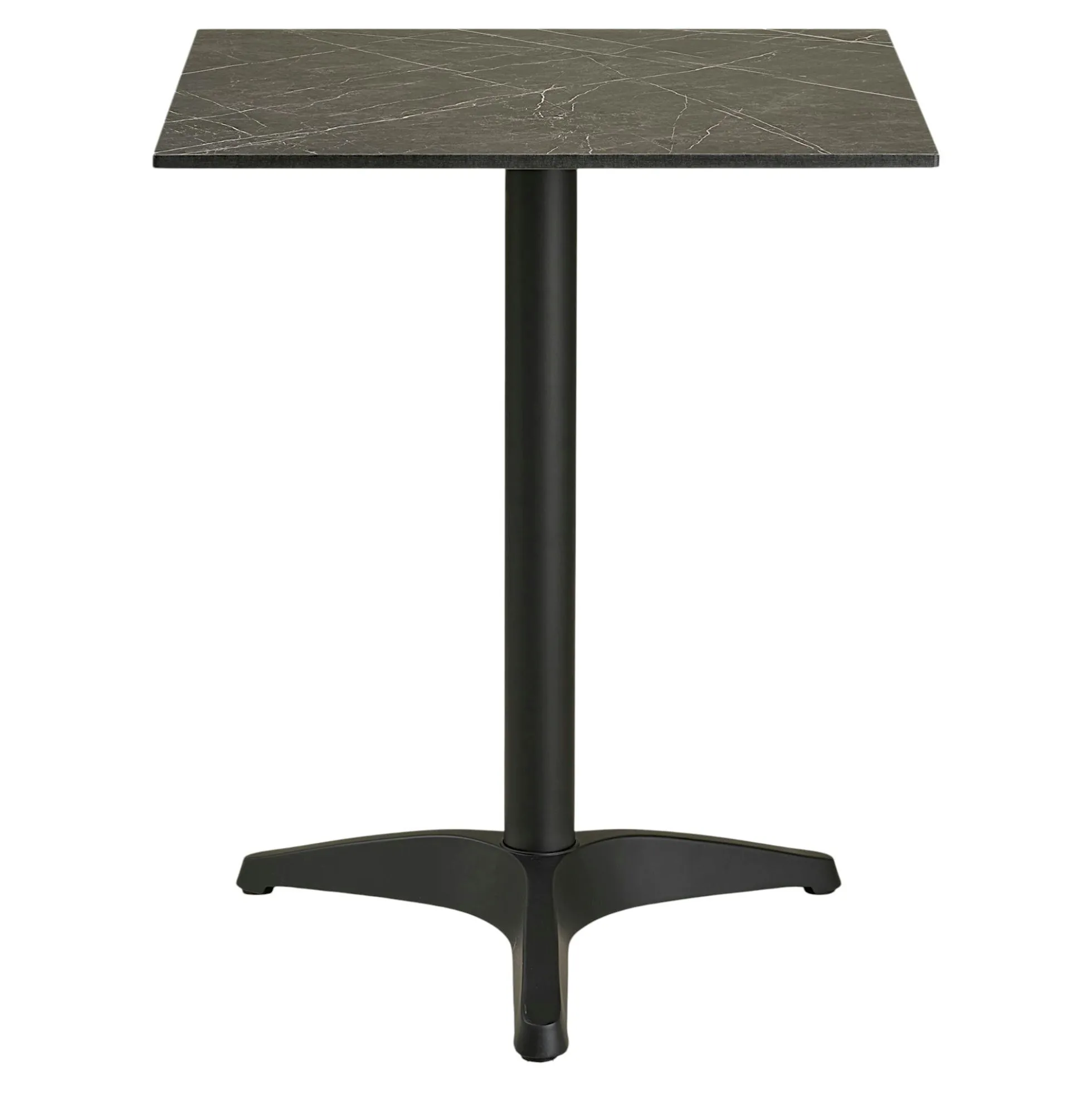 Table bistrot carrée effet marbre gris pied alu 60 cm TORANO