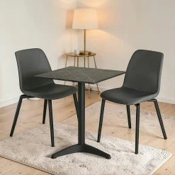 Table bistrot carrée effet marbre gris pied alu 60 cm TORANO