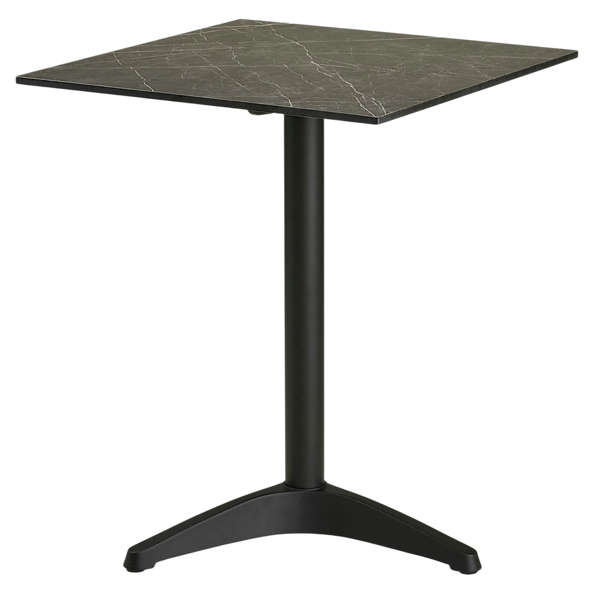 Table bistrot carrée effet marbre gris pied alu 60 cm TORANO