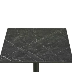 Table bistrot carrée effet marbre gris pied alu 60 cm TORANO
