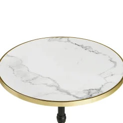 Table bistrot ronde effet marbre blanc pied fonte Ø60 cm TORANO