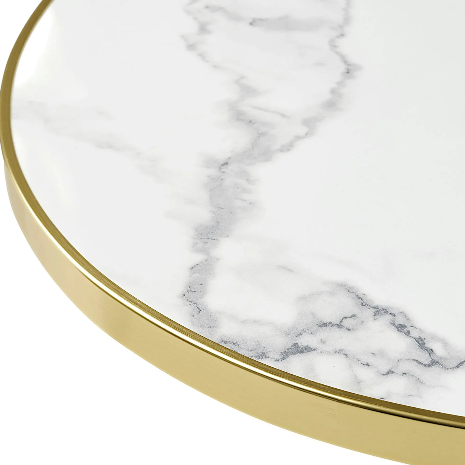Table bistrot ronde effet marbre blanc pied fonte Ø60 cm TORANO