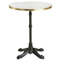 Table bistrot ronde effet marbre blanc pied fonte Ø60 cm TORANO