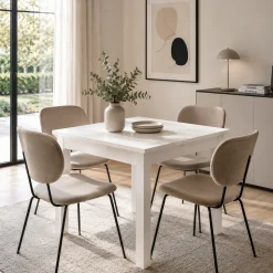 Table blanche carrée extensible 80-120 cm ALVA