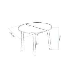 Table blanche extensible forme ronde Ø100-131 cm ARDEN