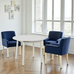 Table blanche extensible forme ronde Ø100-131 cm ARDEN