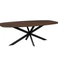 Table bords arrondis bois foncé 240 cm LEXTON
