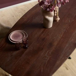 Table bords arrondis bois foncé 240 cm LEXTON