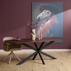 Table bords arrondis bois foncé 240 cm LEXTON