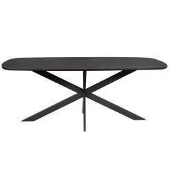Table bords arrondis bois noir 200 cm UTAH