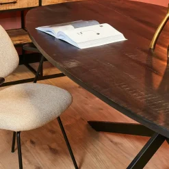 Table bords arrondis bois noir 200 cm UTAH