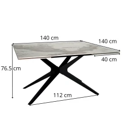 Table carrée céramique effet marbre blanc 140-220 cm LOMBARDIE