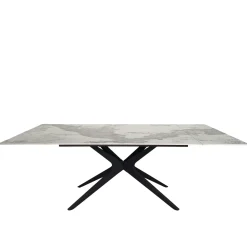 Table carrée céramique effet marbre blanc 140-220 cm LOMBARDIE