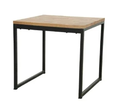 Table carrée en Hévéa recyclé naturel et pieds métal 80x80x76cm LOFT