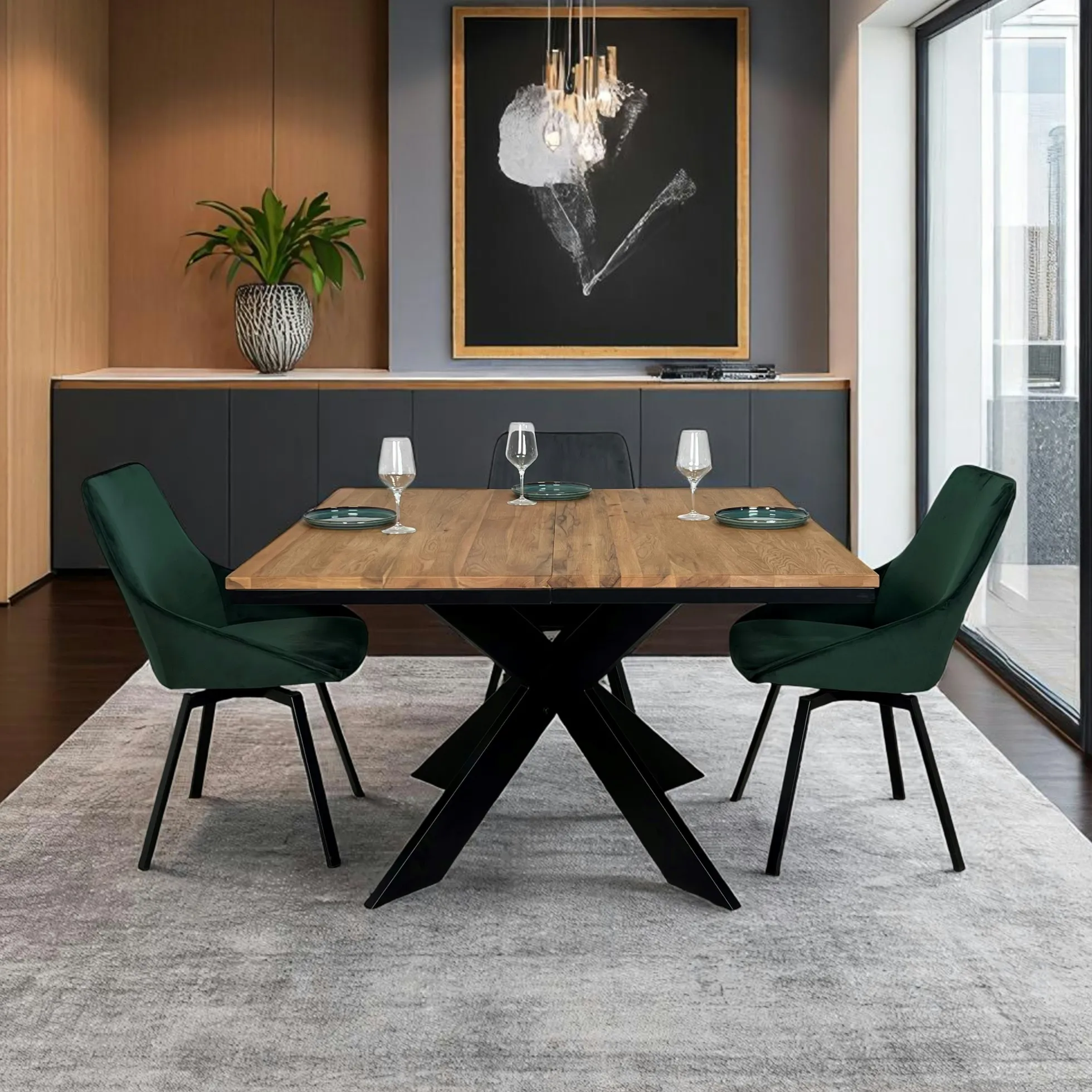 Table carrée extensible en chêne huilé 120 cm PALERME