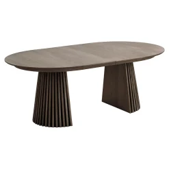 Table chêne brun pied baguette extensible 200/250/300 cm AMSTERDAM