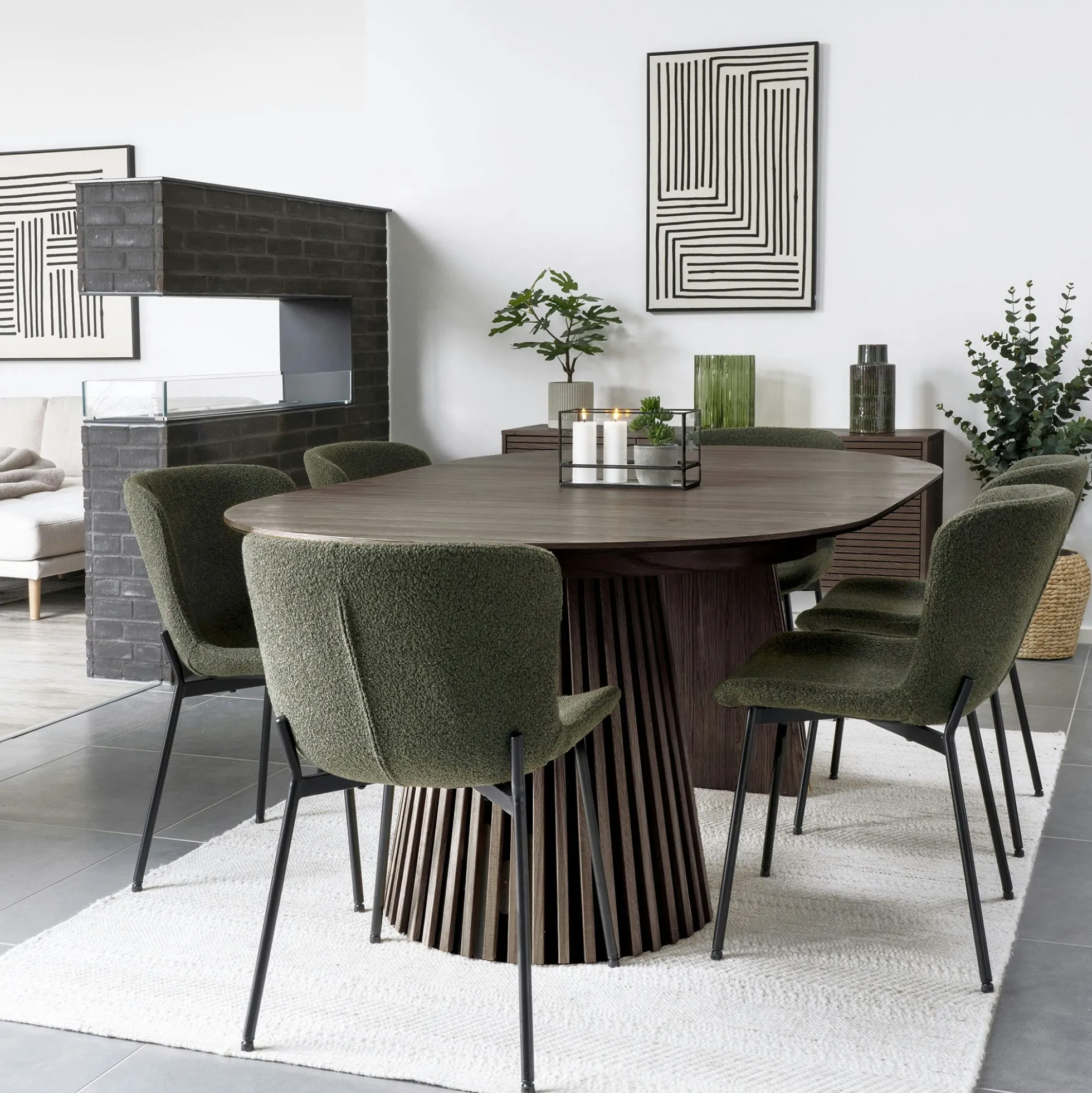 Table chêne brun pied baguette extensible 200/250/300 cm AMSTERDAM