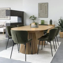 Table chêne clair pied baguette extensible 200/250/300 cm AMSTERDAM