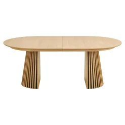 Table chêne clair pied baguette extensible 200/250/300 cm AMSTERDAM