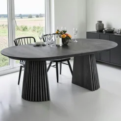 Table chêne noir pied baguette extensible 200/250/300 cm AMSTERDAM