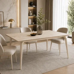 Table céramique à décor travertin 160-240 cm LORA