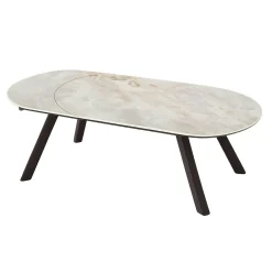 Table céramique effet onyx pieds bronze 140-180 cm LORA