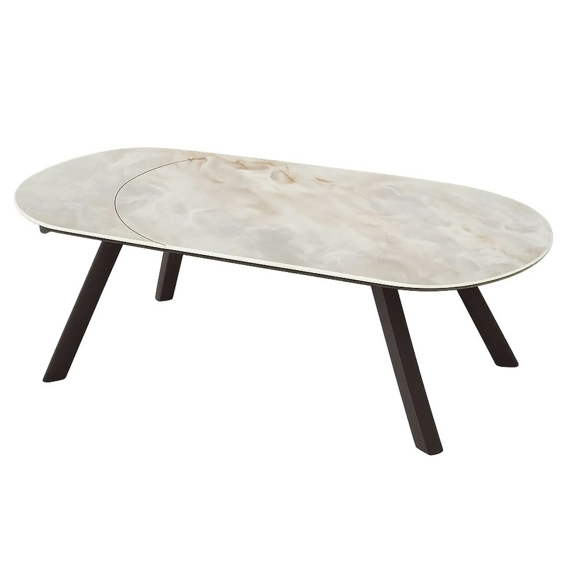 Table céramique effet onyx pieds bronze 140-180 cm LORA