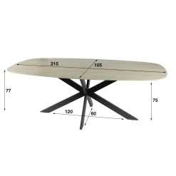 Table céramique effet travertin texturé - 215 cm COLISEE