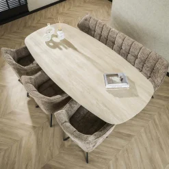 Table céramique effet travertin texturé - 215 cm COLISEE