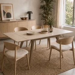 Table céramique extensible décor travertin 120-180 cm LORA