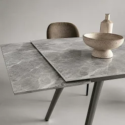 Table céramique extensible effet marbre gris 120-180 cm LORA