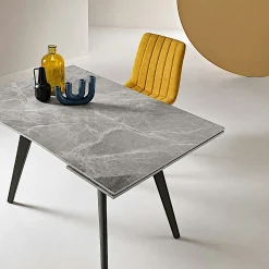 Table céramique extensible effet marbre gris 120-180 cm LORA