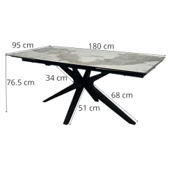 Table céramique extensible effet marbré 180-280 cm LOMBARDIE