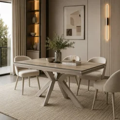 Table céramique extensible effet chêne 120-220 cm LUGANO