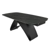 Table céramique extensible noire marbrée pied design 200-280 cm LORA