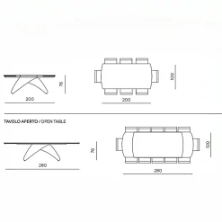 Table céramique extensible noire marbrée pied design 200-280 cm LORA