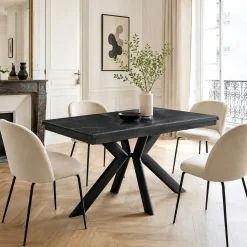 Table céramique extensible noire marbrée 120-220 cm LUGANO