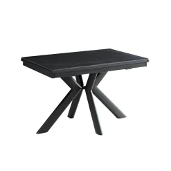 Table céramique extensible noire marbrée 120-220 cm LUGANO