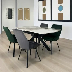 Table céramique extensible - pied central 150 cm LOMBARDIE