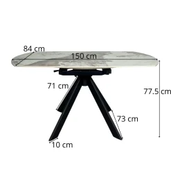 Table céramique extensible - pied central 150 cm LOMBARDIE