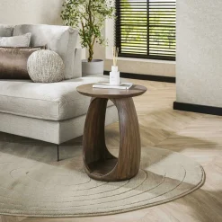 Table d’appoint bois brun – rangement intégré, 56 cm MYSORE