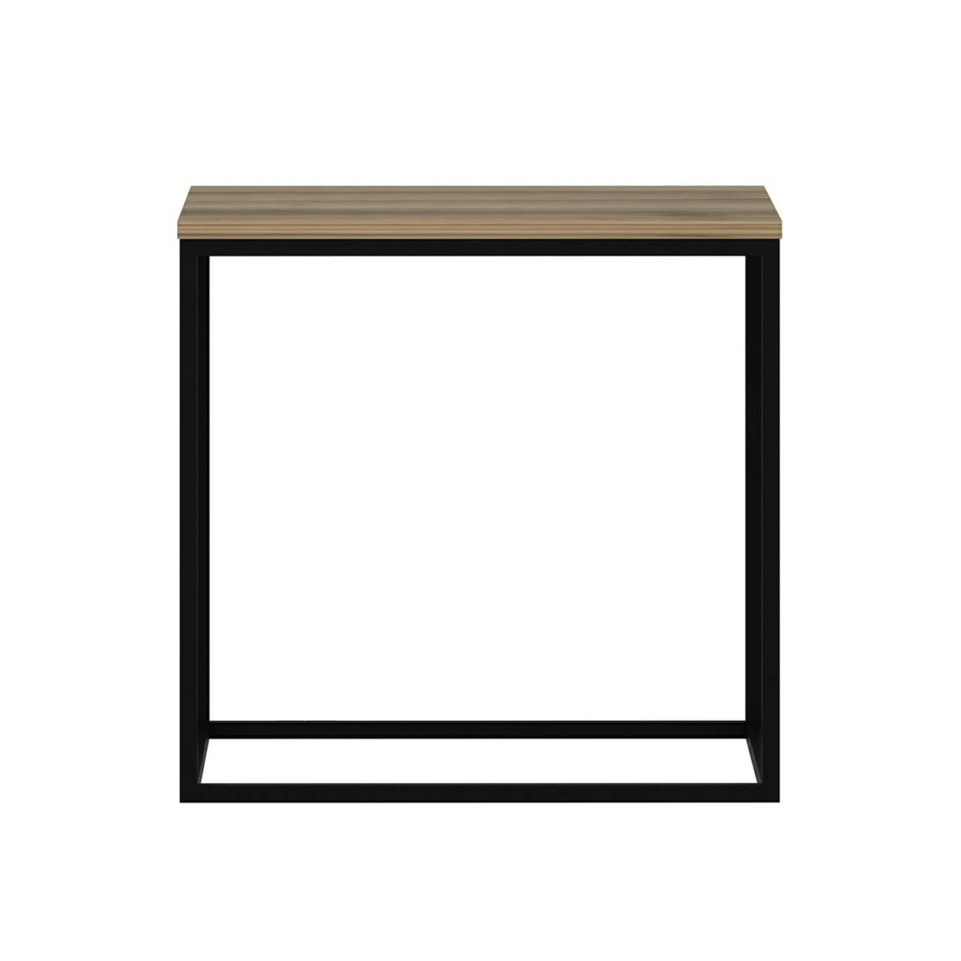 Table d'appoint carrée décor bois noyer structure métal JENA